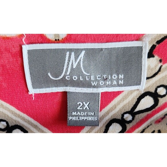 JM Collection Women's 2X Blouse Tunic Scoop Neck Flowing Sleeves Gold Bling EUC - Picture 4 of 6